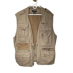Vintage BANANA REPUBLIC Full Zip Utility Hunting Fishing Vest - Safari Beige